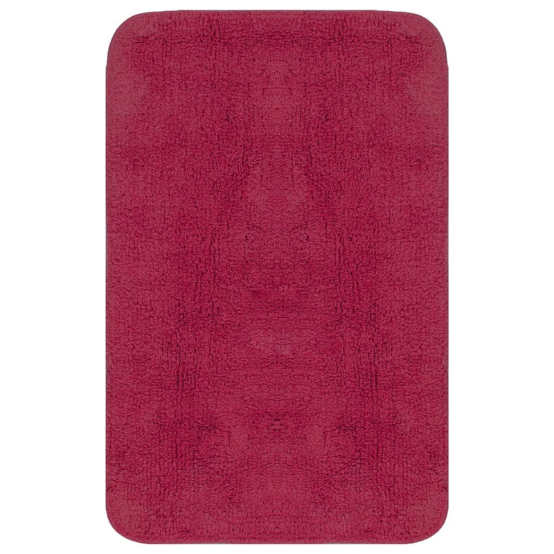 Bathroom Mat Set 3 Pieces Fabric Fuchsia