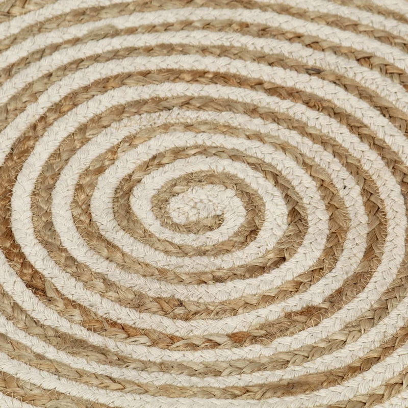 Handmade Rug Jute with Spiral Design White 120 cm