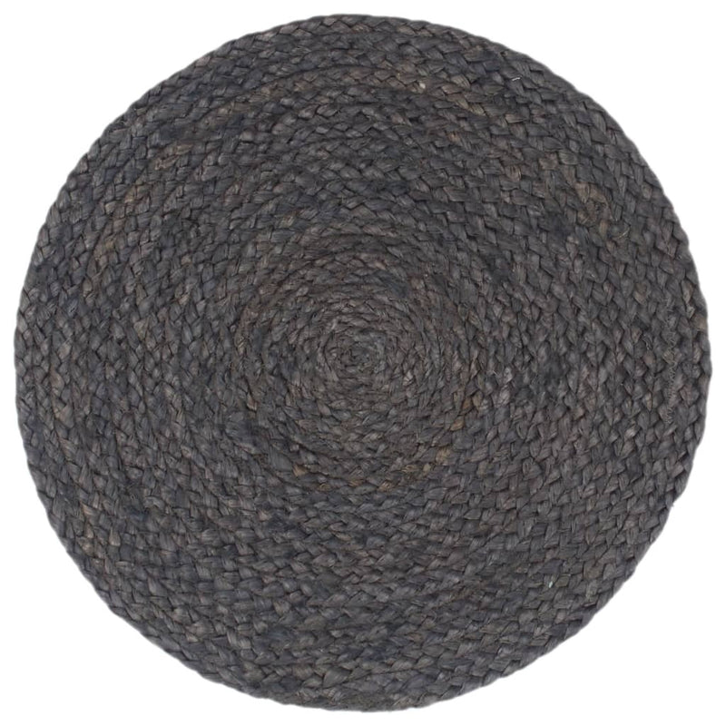 Placemats 4 pcs Plain Dark Grey 38 cm Round Jute