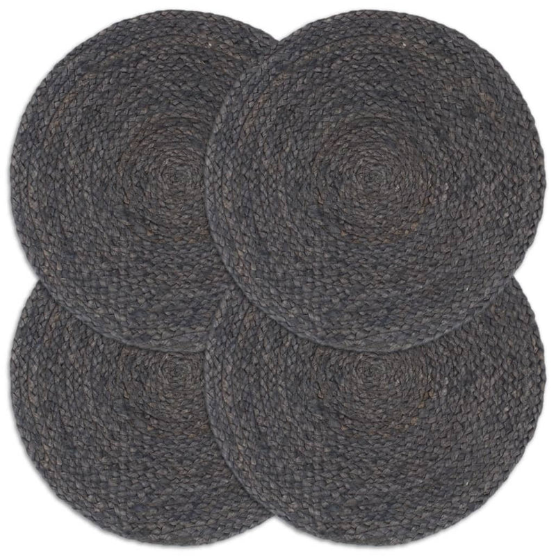 Placemats 4 pcs Plain Dark Grey 38 cm Round Jute