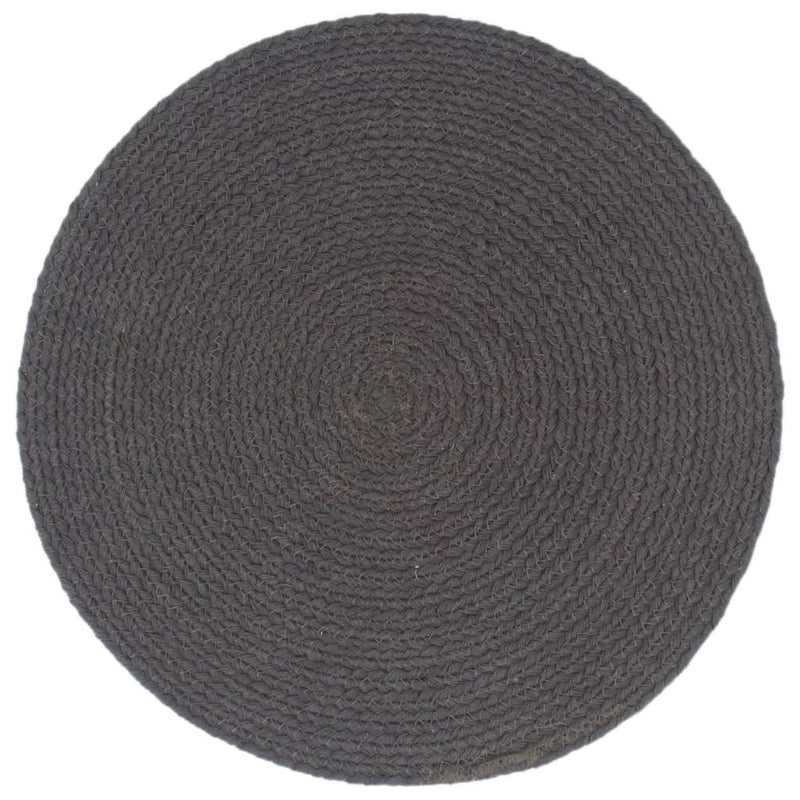 Placemats 6 pcs Plain Dark Grey 38 cm Round Cotton