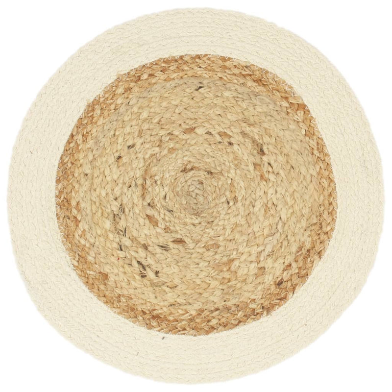 Placemats 4 pcs Plain Natural 38 cm Round Jute and Cotton