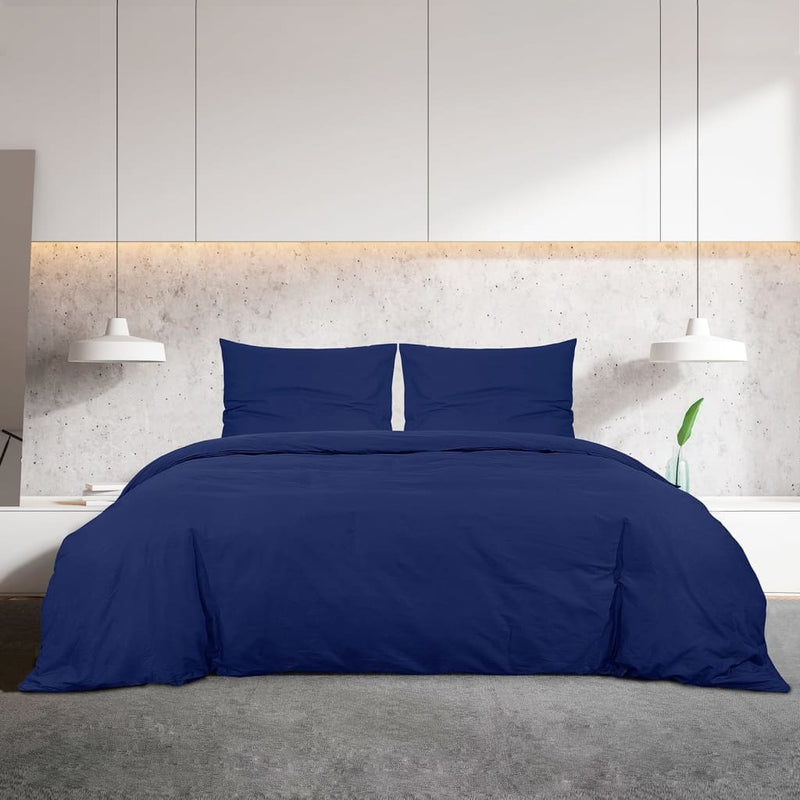 Duvet Cover Set Navy Blue 225x220 cm Light-weight Microfiber