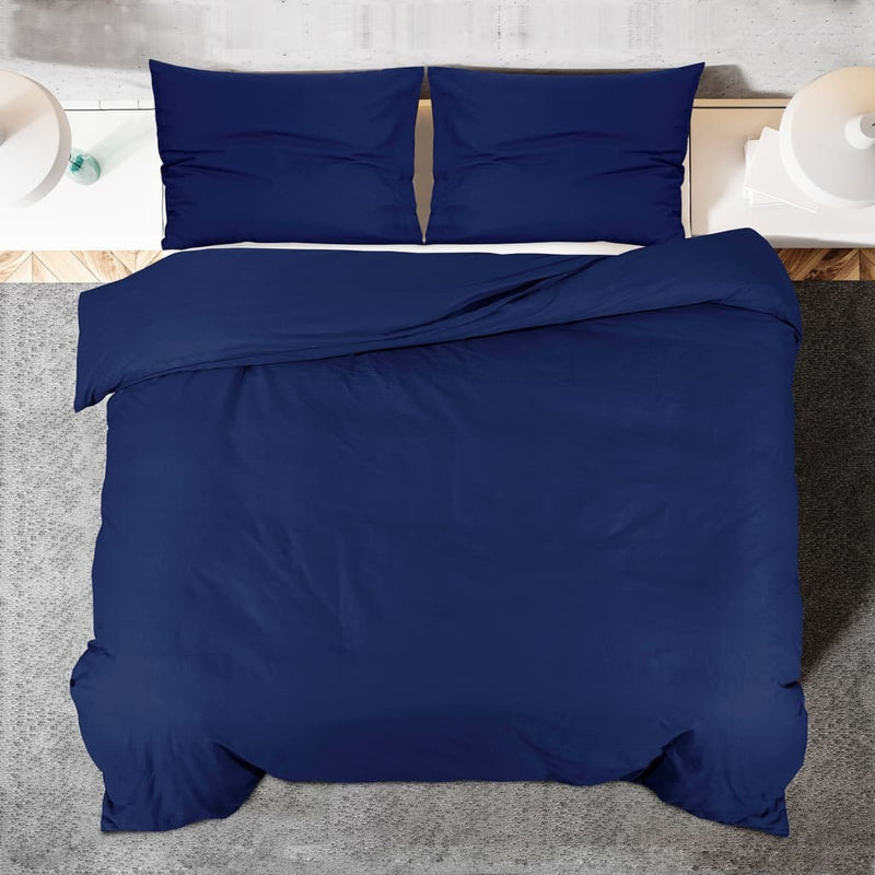 Duvet Cover Set Navy Blue 225x220 cm Light-weight Microfiber