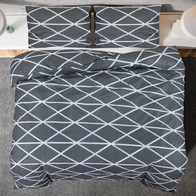 Duvet Cover Set Grey 260x240 cm Cotton