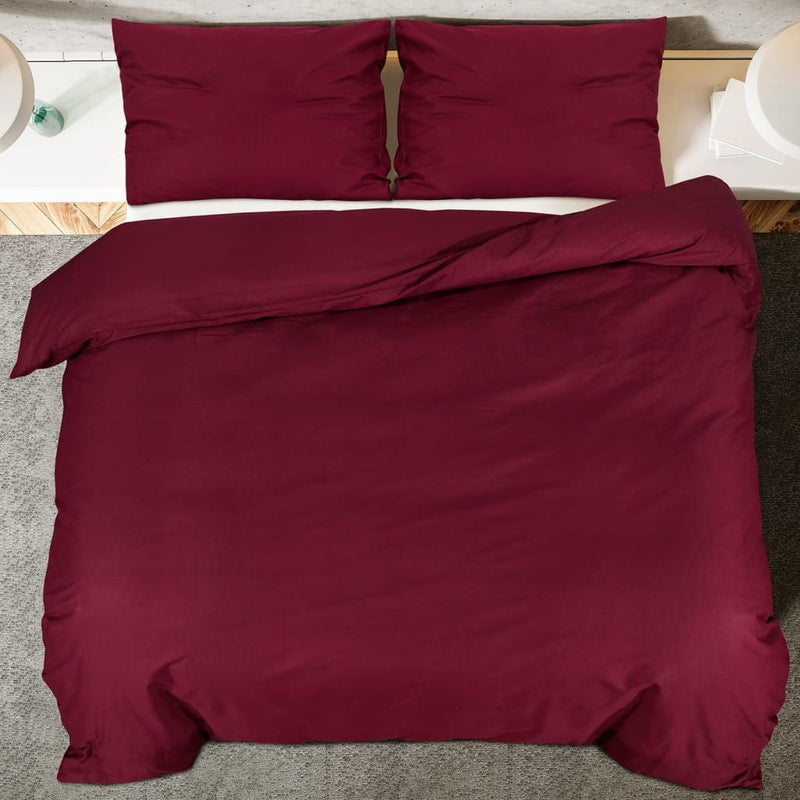 Duvet Cover Set Bordeaux 200x200 cm Cotton