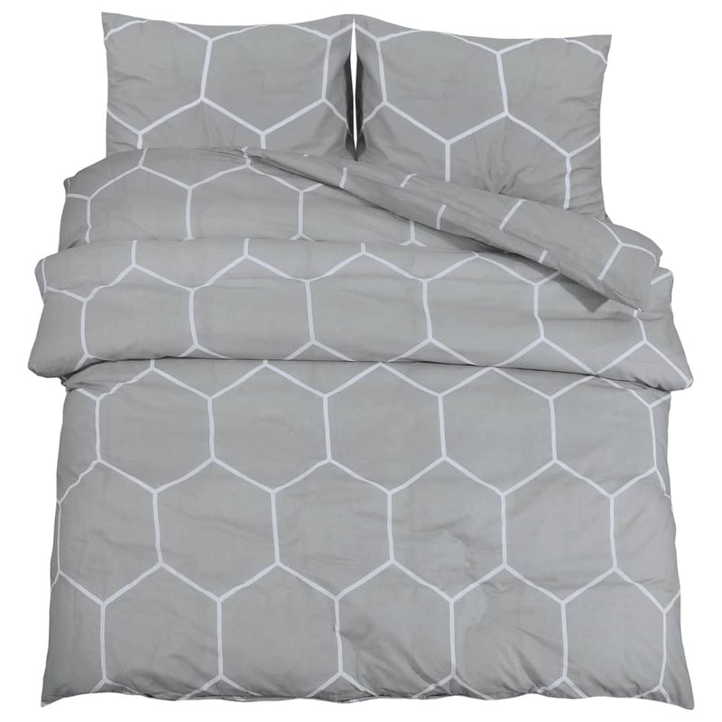 Duvet Cover Set Grey 200x220 cm Cotton