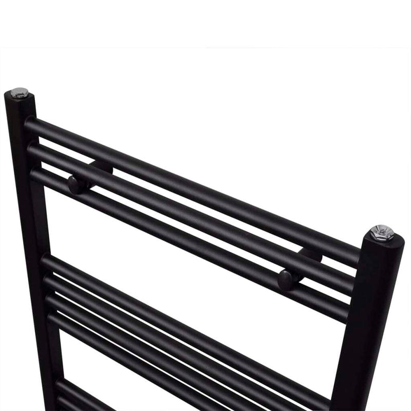 Black Bathroom Central Heating Towel Rail Radiator Straight 500x764mm