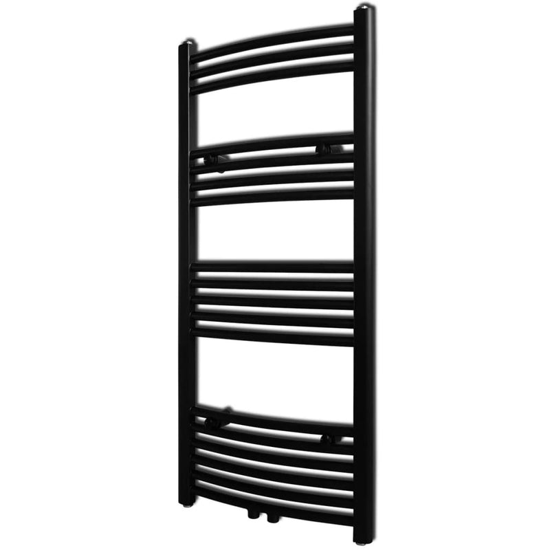 Black Bathroom Central Heating Towel Rail Radiator Curve 500x1160mm