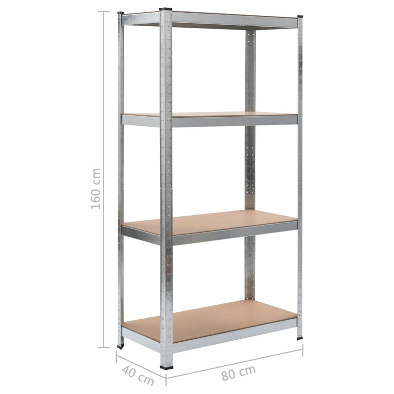 Storage Shelf Silver 80x40x160 cm Steel and MDF