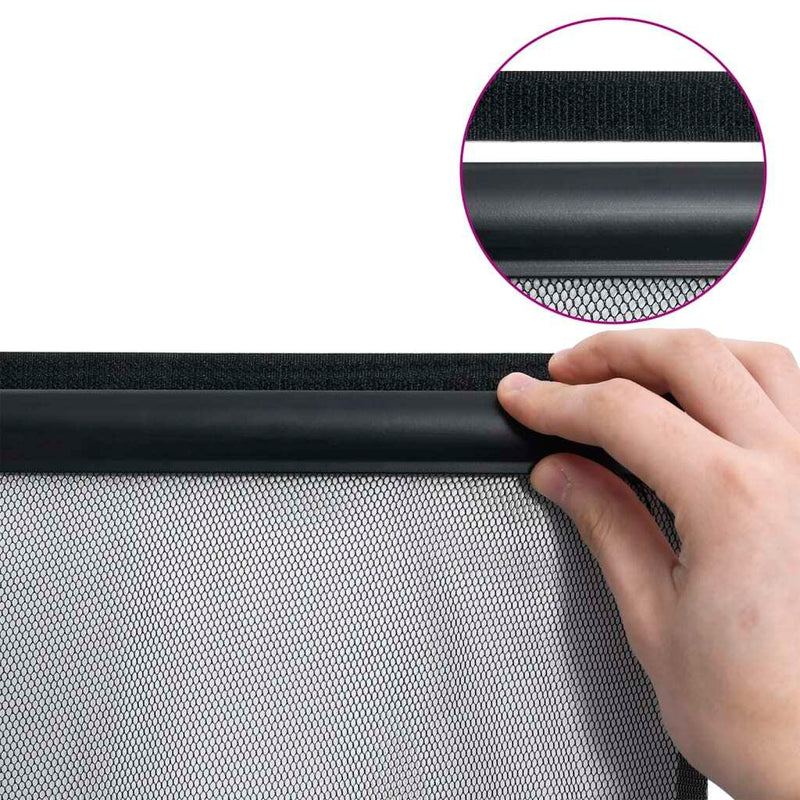 Insect Door Screen with 10-Piece Mesh Curtain Black 240x240 cm