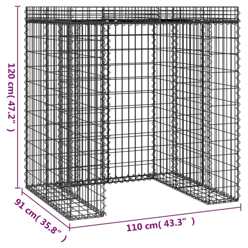 Gabion Wall for Garbage Bin 110x91x120 cm Galvanised Iron