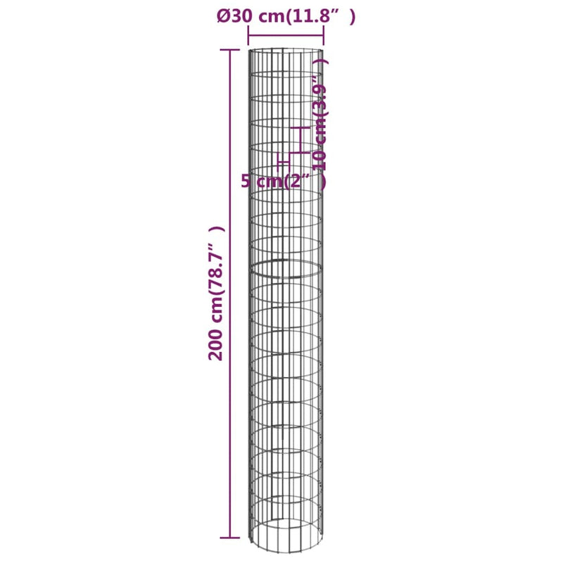 Circular Gabion Raised Beds 3 pcs Galvanised Steel 30x200 cm