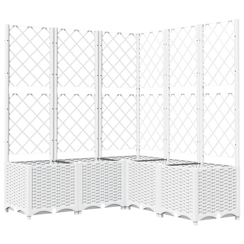 Garden Planter with Trellis White 120x120x136 cm PP