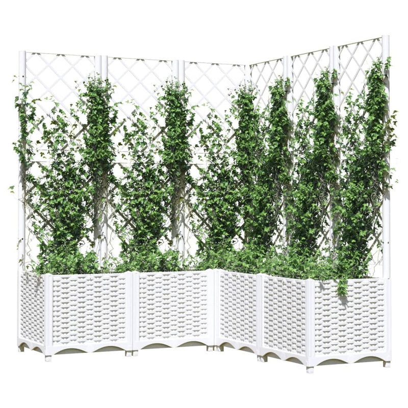 Garden Planter with Trellis White 120x120x136 cm PP