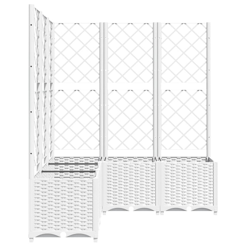 Garden Planter with Trellis White 120x120x136 cm PP