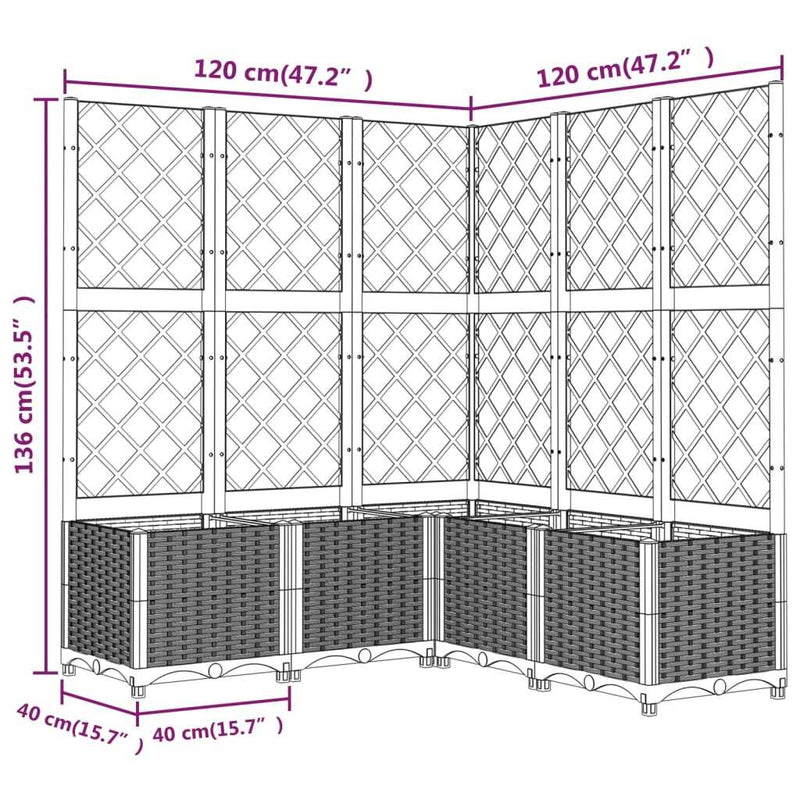 Garden Planter with Trellis White 120x120x136 cm PP