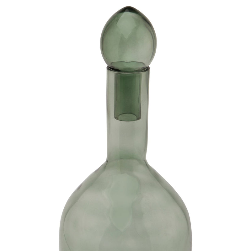 Smoked Sage Glass Tall Bottle With Stopper