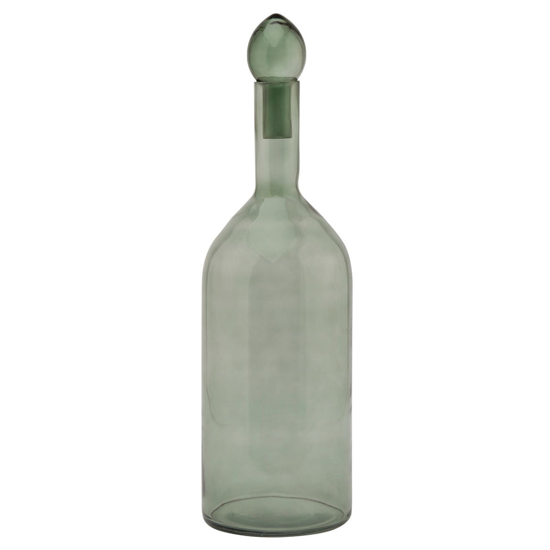 Smoked Sage Glass Tall Bottle With Stopper