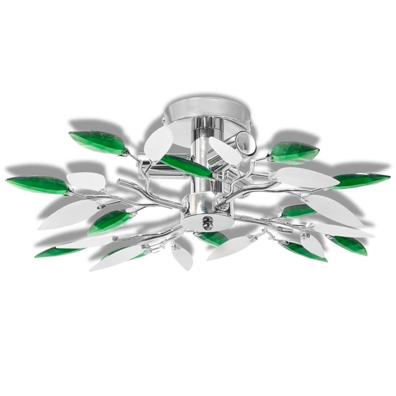 Ceiling Lamp Acrylic Crystal Leaf Arms 3 E14 Bulbs