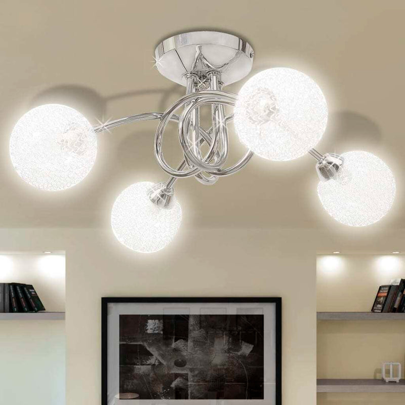 Ceiling Lamp with Mesh Wire Shades for 4 G9 Bulbs