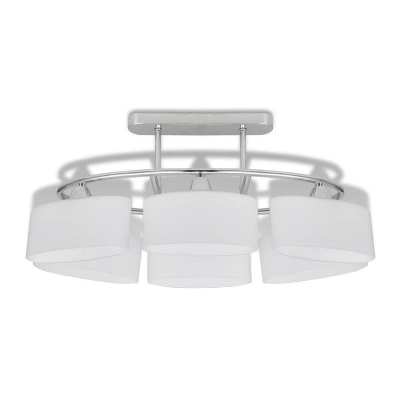 Ceiling Lamp with Ellipsoid Glass Shades for 6 E14 Bulbs