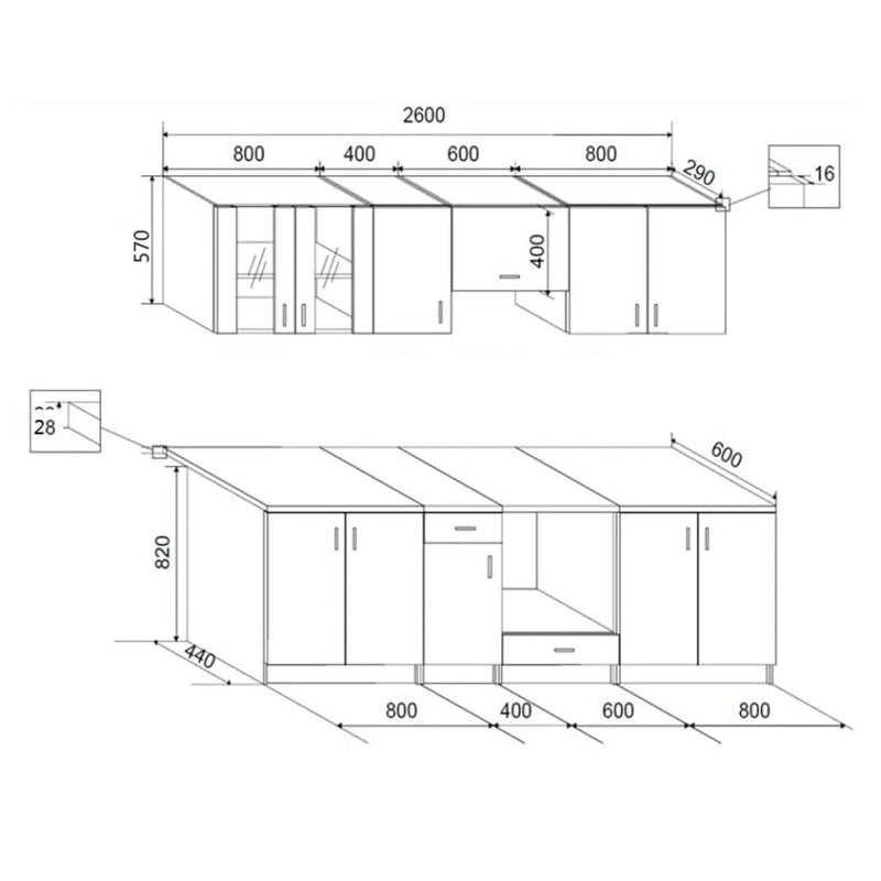 vidaXL Kitchen Cabinet Unit 8 Pieces Oak Look