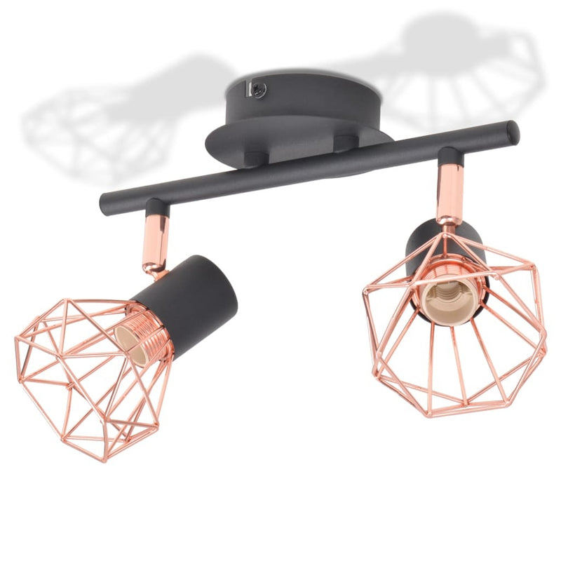 Ceiling Lamp with 2 Spotlights E14 Black and Copper