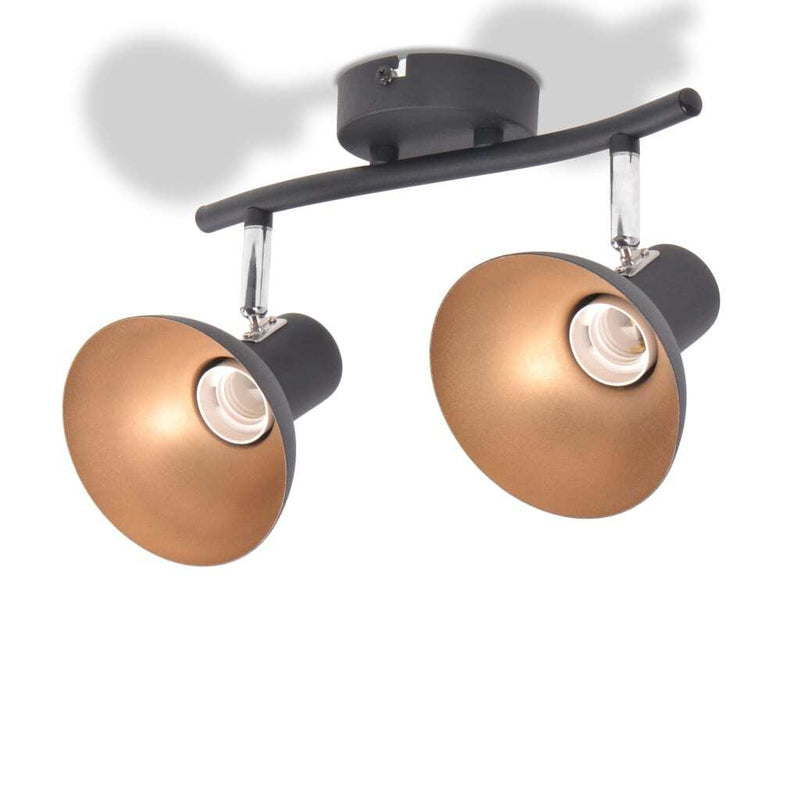 Ceiling Lamp for 2 Bulbs E27 Black and Gold