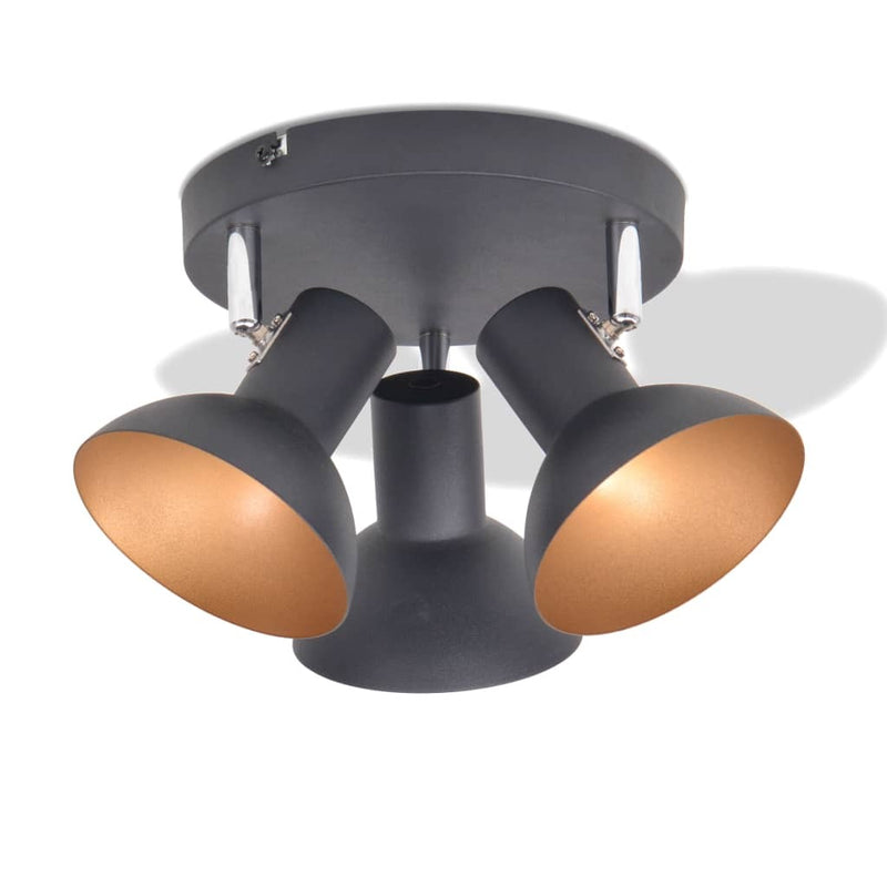 Ceiling Lamp for 3 Bulbs E27 Black and Gold