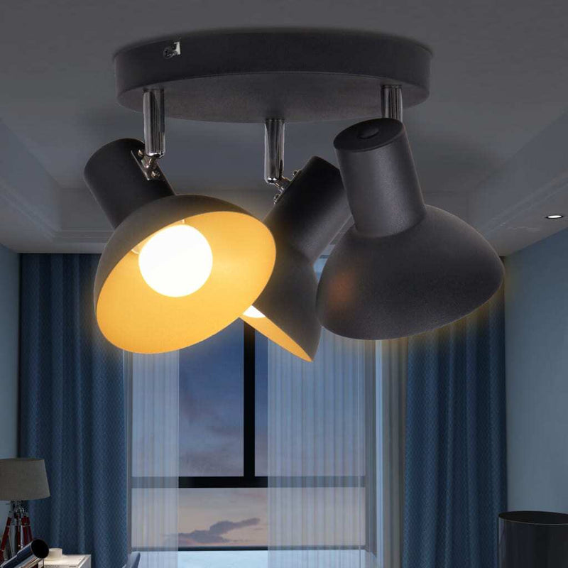 Ceiling Lamp for 3 Bulbs E27 Black and Gold