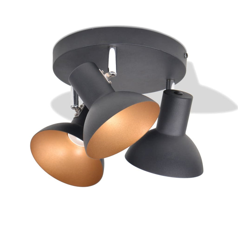 Ceiling Lamp for 3 Bulbs E27 Black and Gold