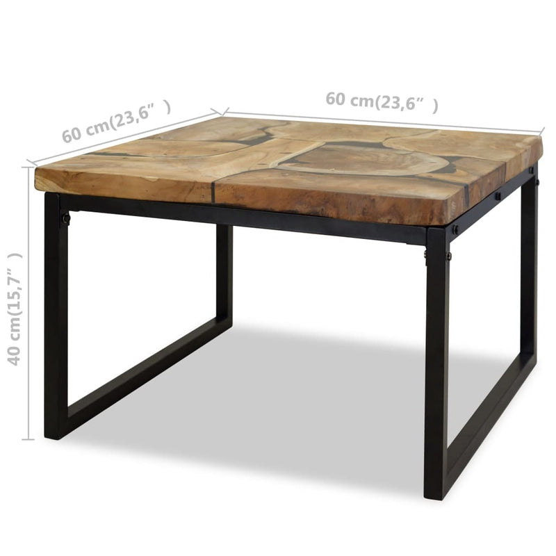 Coffee Table Teak Resin 60x60x40 cm Black and Brown