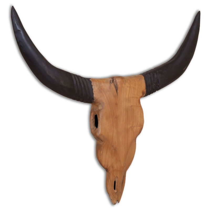 Wall-Mounted Bull Skull Sculpture Teak 69x6x60 cm