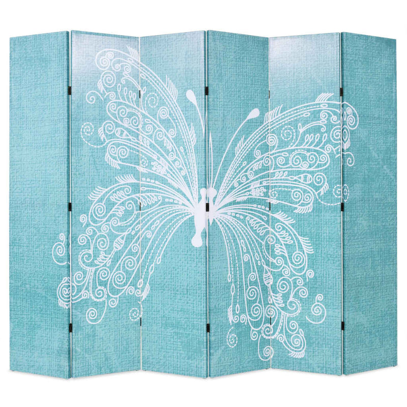 Folding Room Divider 228x170 cm Butterfly Blue