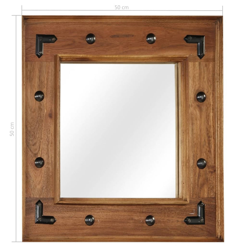 Mirror Solid Acacia Wood 50x50 cm