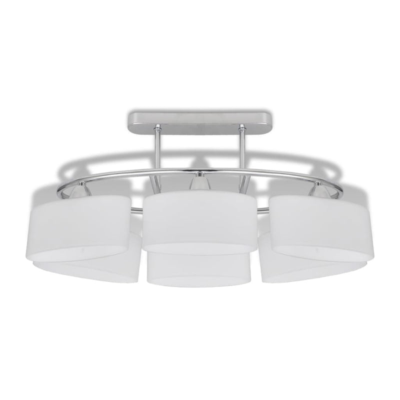 Ceiling Lamp with Ellipsoid Glass Shades 4 pcs E14