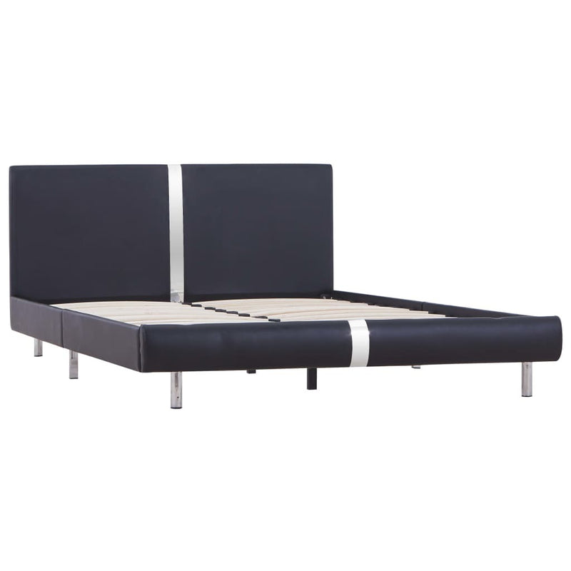 Bed Frame without Mattress Black Faux Leather 135x190 cm Double