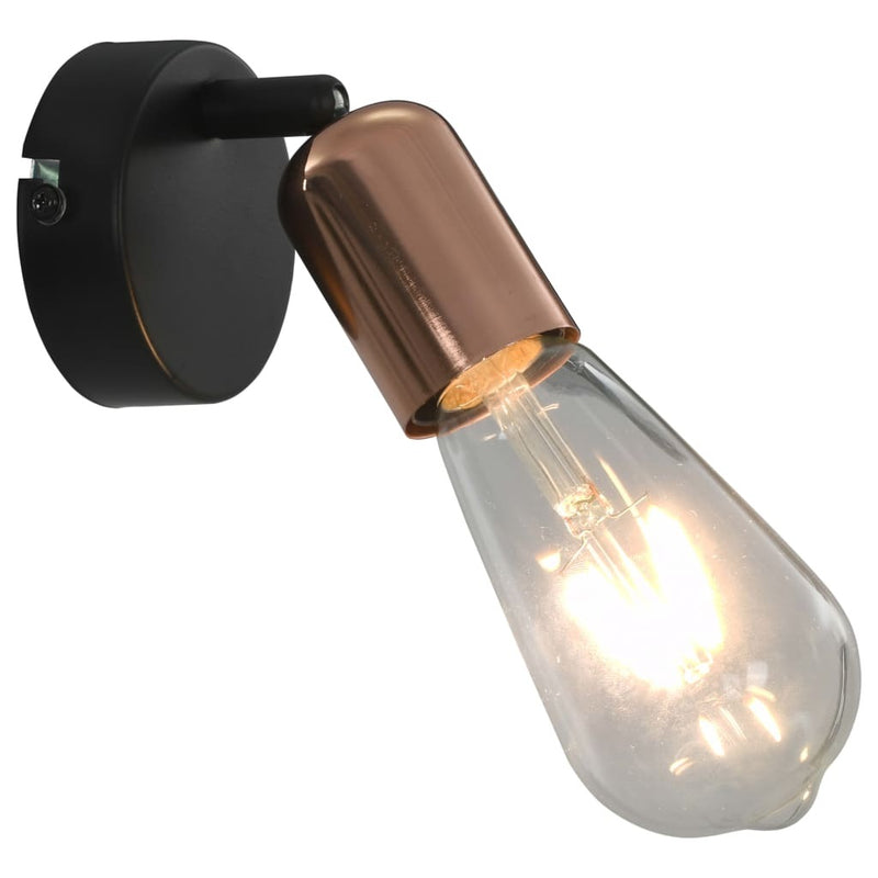 Spot Lights 2 pcs with Filament Bulbs 2 W Black and Copper E27