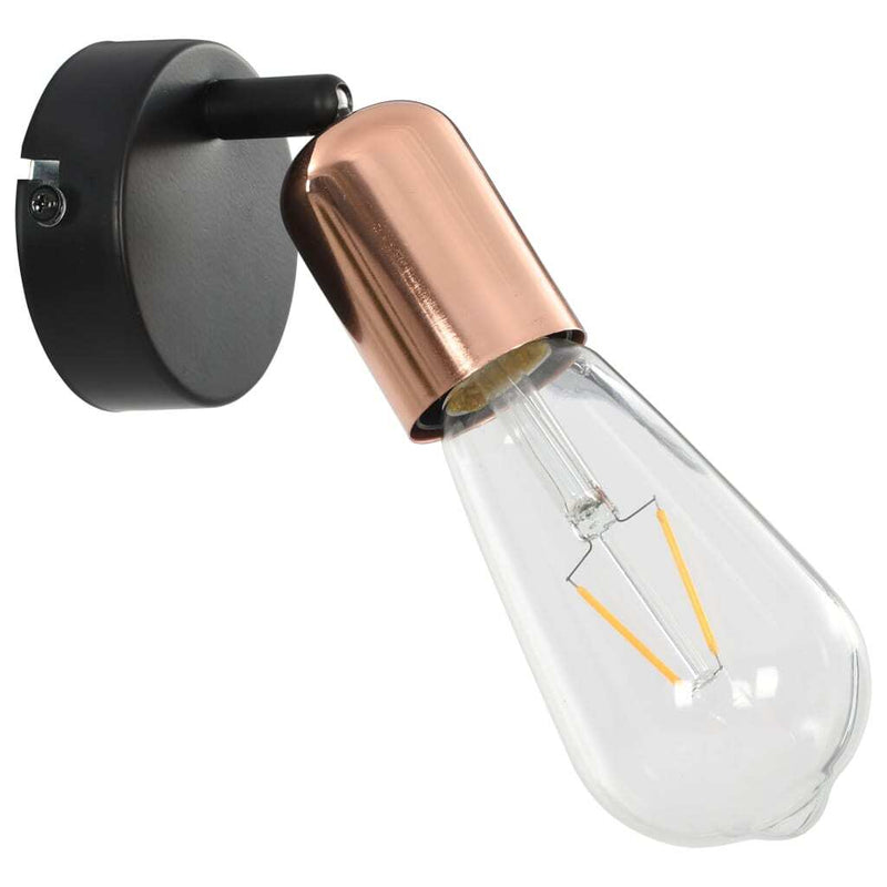 Spot Lights 2 pcs with Filament Bulbs 2 W Black and Copper E27