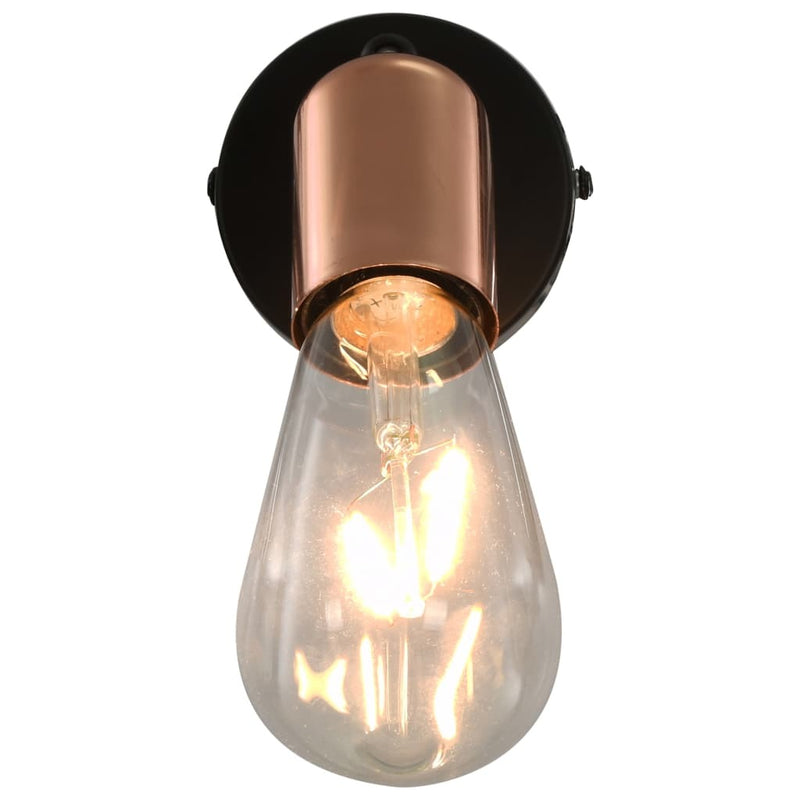 Spot Lights 2 pcs with Filament Bulbs 2 W Black and Copper E27