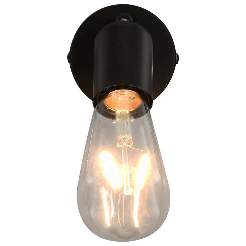 Spot Lights 2 pcs with Filament Bulbs 2 W Black E27