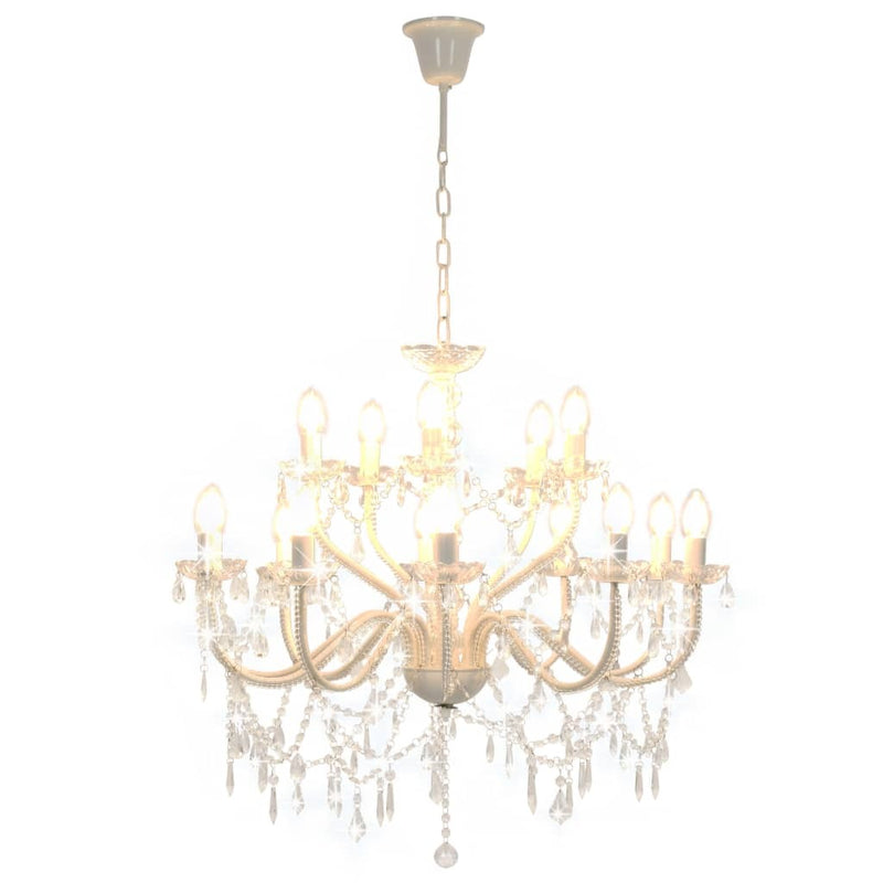 Chandelier 2-layer White 15 x E14 Bulbs