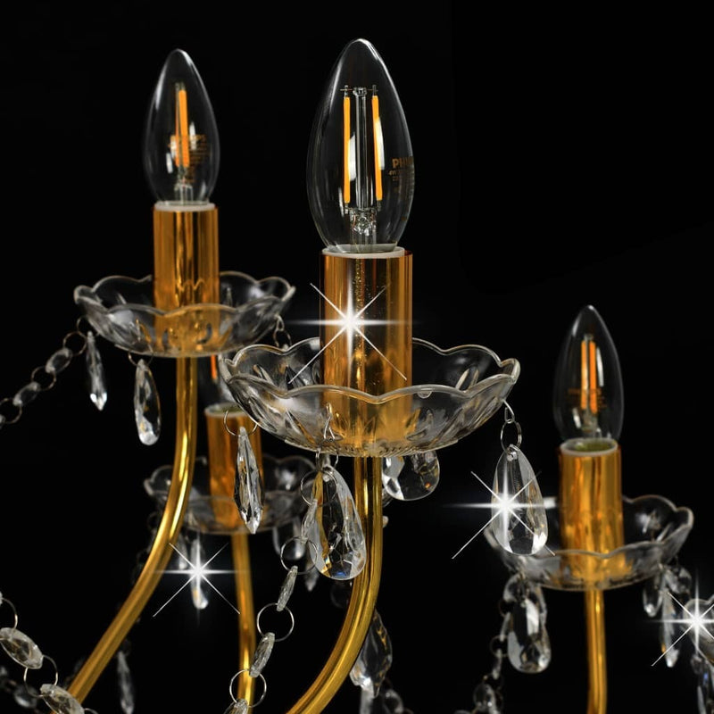 Chandelier 2-layer Golden 15 x E14 Bulbs