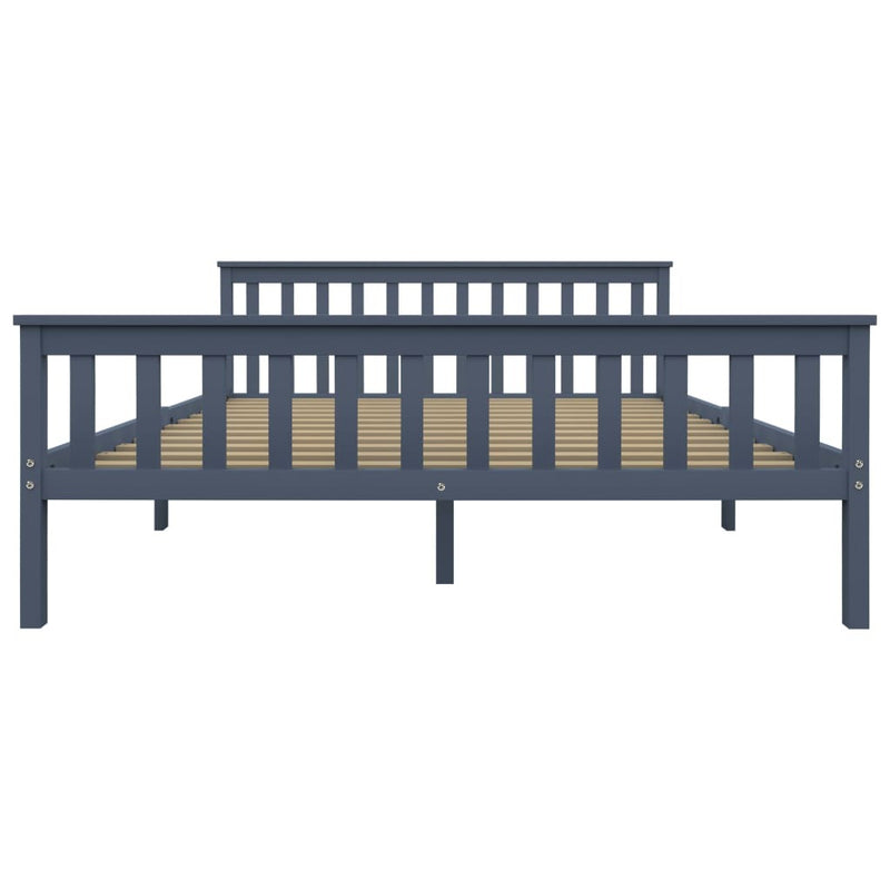 Bed Frame without Mattress Grey Solid Pinewood 160x200 cm