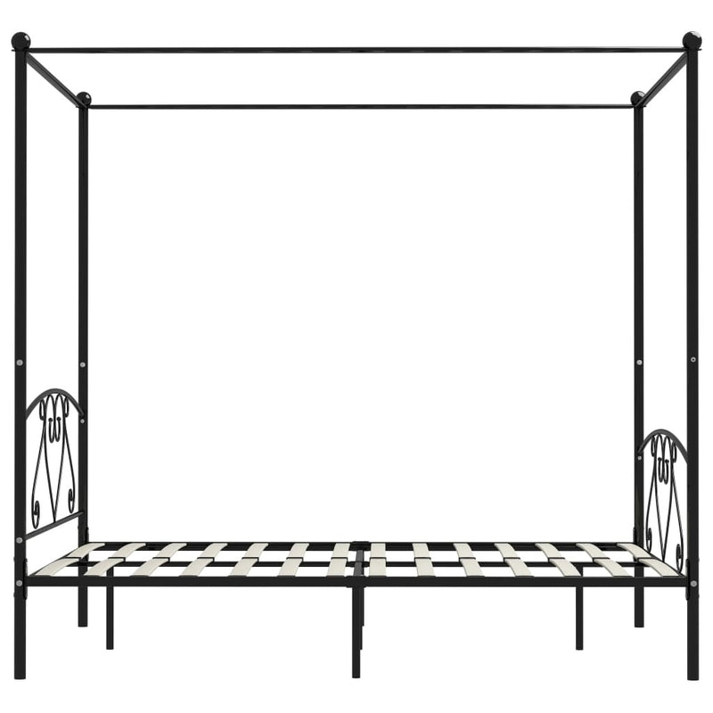 Bed Frame without Mattress with Canopy Black 140x200 cm Metal