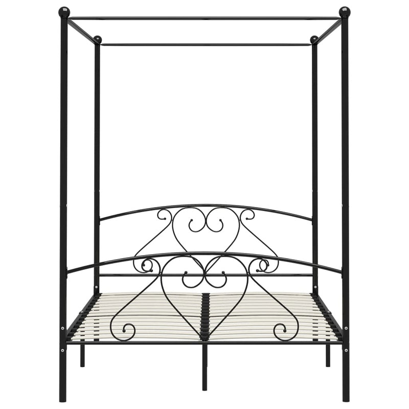 Bed Frame without Mattress with Canopy Black 140x200 cm Metal