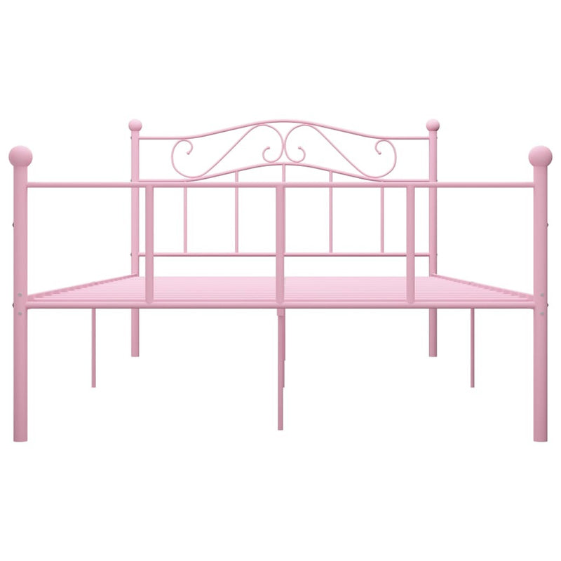 284539  Bed Frame without Mattress Pink Metal 120x200 cm