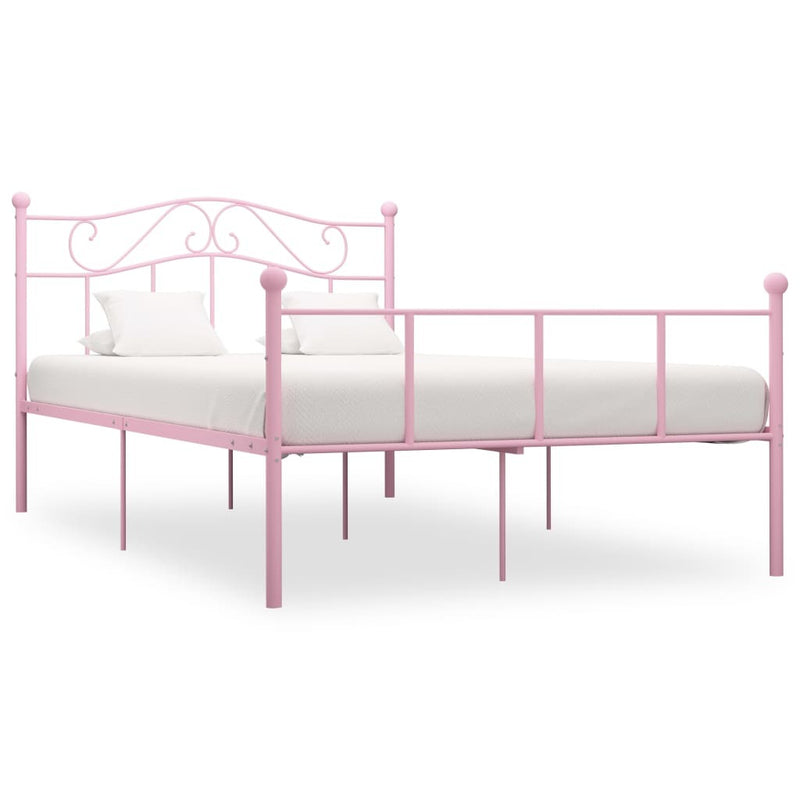 284539  Bed Frame without Mattress Pink Metal 120x200 cm