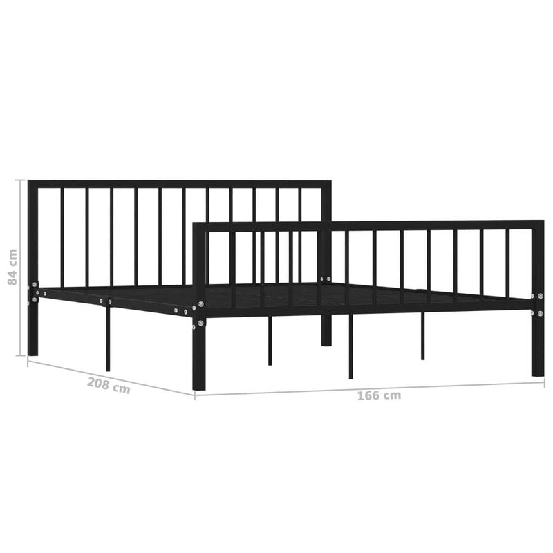 284572  Bed Frame without Mattress Black Metal 160x200 cm